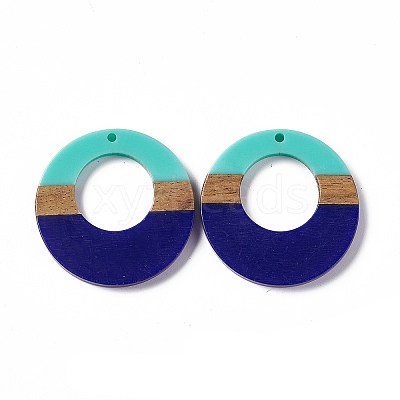 Opaque Resin & Walnut Wood Pendants RESI-M027-03C-1