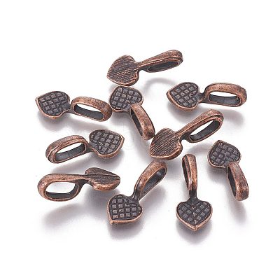 Tibetan Style Alloy Heart Glue-on Flat Pad Pendant Bails TIBEP-21438-R-NR-1