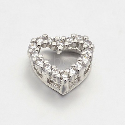 CZ Brass Micro Pave Grade AAA Cubic Zirconia Open Heart Beads KK-O061-05P-NR-1