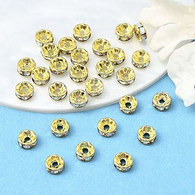 Brass Rhinestone Spacer Beads RB-A014-Z6mm-28G-1