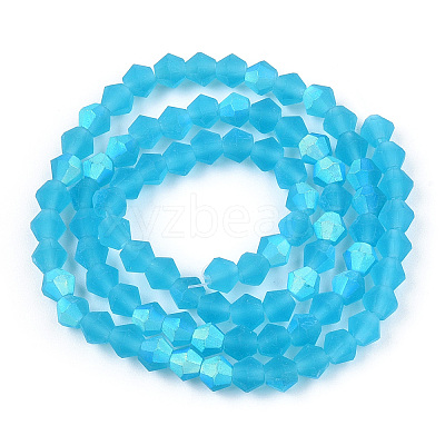 Imitate Austrian Crystal Bicone Frosted Glass Beads Strands GLAA-F029-TM4mm-A19-1