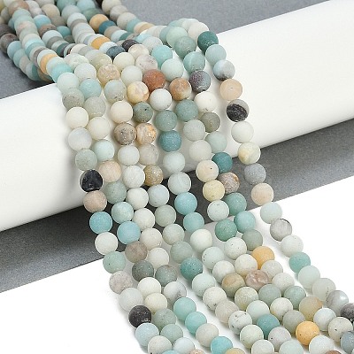 Natural Flower Amazonite Beads Strands G-F591-15-6mm-1