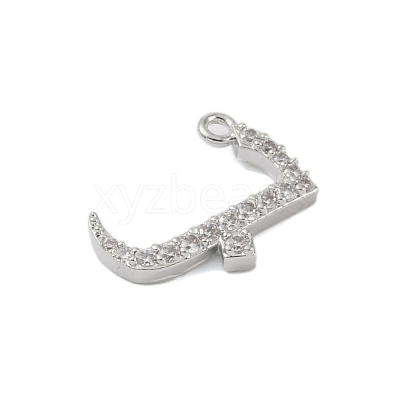 Rack Plating Brass Micro Pave Clear Cubic Zirconia Pendants KK-A224-03G-P-1