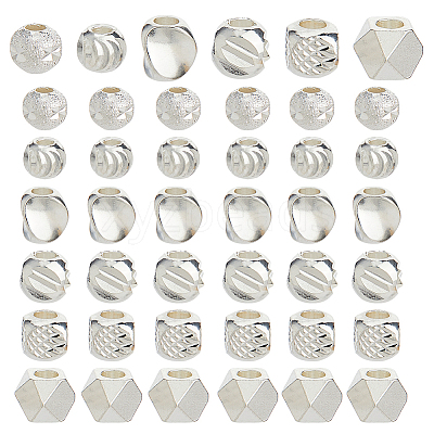 60Pcs 6 Styles Brass Spacer Beads KK-HS0015-38-1