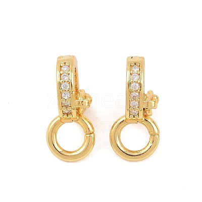Brass Micro Pave Clear Cubic Zirconia Twister Clasps KK-H533-07G-1