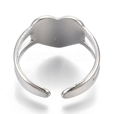 Non-Tarnish 304 Stainless Steel Heart Cuff Rings RJEW-N038-118P-1