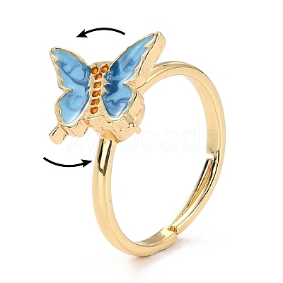 Butterfly Fidget Ring for Anxiety Stress Relief RJEW-P024-01D-1