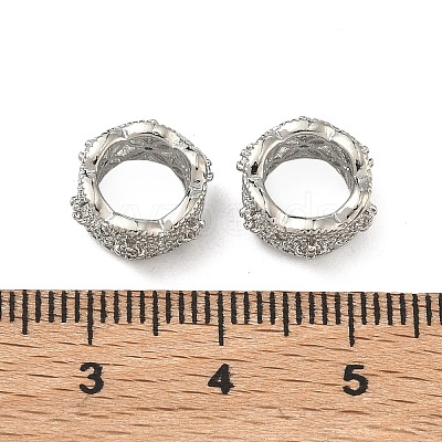 Clover Brass Clear Cubic Zirconia European Beads KK-D228-22P-1