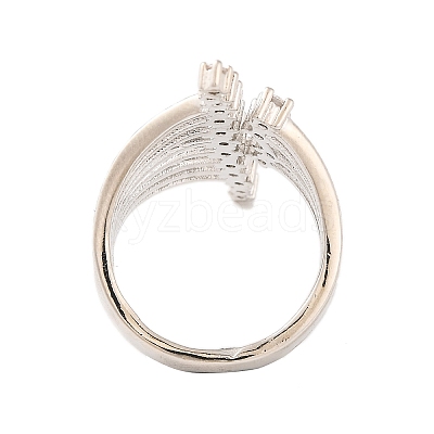 Brass Micro Pave Clear Cubic Zirconia Open Cuff Rings RJEW-U009-08P-03-1