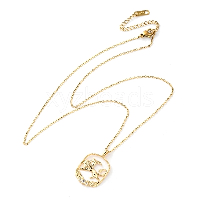 Brass Clear Cubic Zirconia Pendant Necklaces for Women NJEW-B121-01G-04-1