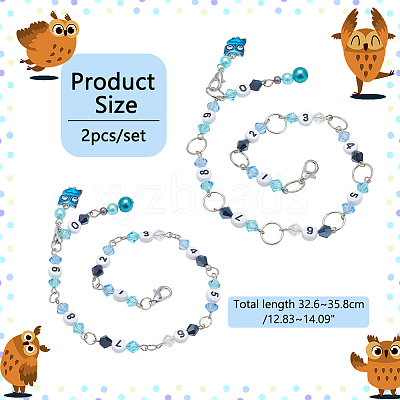 Glass & Acrylic Beaded Knitting Row Counter Chains HJEW-AB00547-1