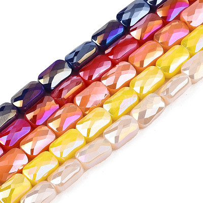 Electroplate Opaque Solid Color Glass Beads Strands EGLA-N002-25-B-1