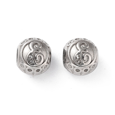 304 Stainless Steel Rhinestone European Beads STAS-A092-10E-P-1