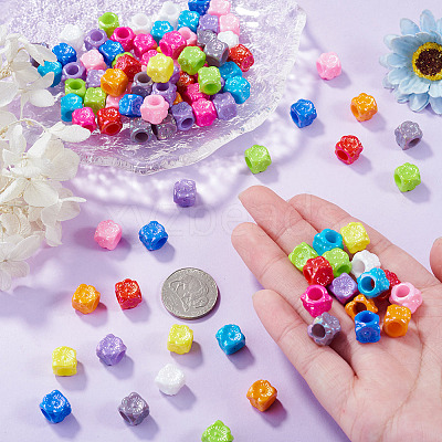 100Pcs Pearlized UV Plating Opaque Acrylic European Beads SACR-TA0001-77A-1