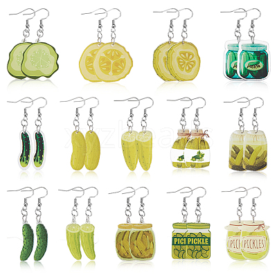 14 Pairs Vegetables Acrylic Dangle Earrings EJEW-GA00006-1