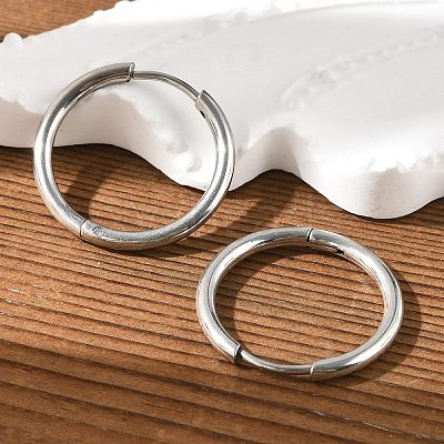 Tarnish Resistant 202 Stainless Steel Huggie Hoop Earrings EJEW-F111A-20mm-P-1