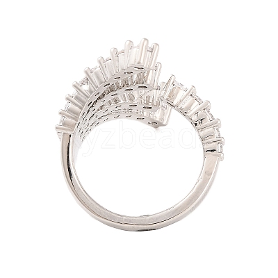 Brass Micro Pave Clear Cubic Zirconia Open Cuff Rings RJEW-U009-08P-02-1