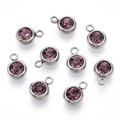 201 Stainless Steel Rhinestone Charms X-STAS-S068-06-1