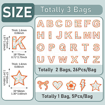 3 Bags Polyester Embroider Self-adhesion Thread Iron on/Sew On Patches PATC-TA0001-53-1