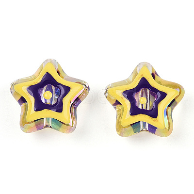 UV Plating Rainbow Iridescent Acrylic Beads OACR-A018-04C-1