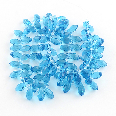 Faceted Teardrop Transparent Glass Bead Strands GLAA-R155-6x12-M-1