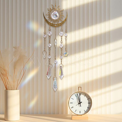 1Pc Metal Moon Hanging Ornaments AJEW-CN0004-04B-1