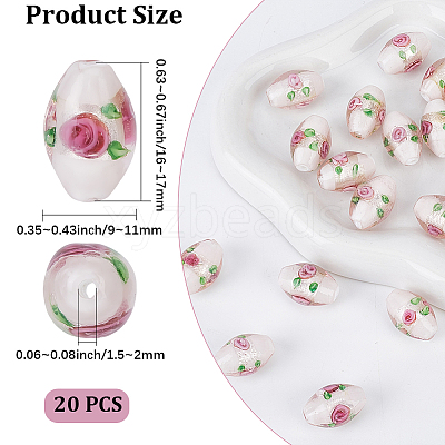 20Pcs Handmade Foil Glass Lampwork Beads LAMP-PA0001-63A-1