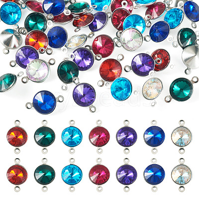 42Pcs 7 Colors Glass Cone Connector Charms STAS-TA0006-10-1