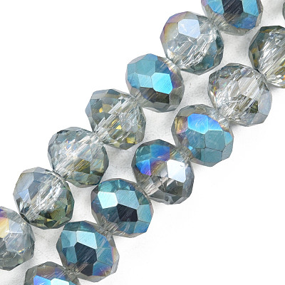 Transparent Crackle Electroplate Glass Beads Strands EGLA-T008-028-B06-1