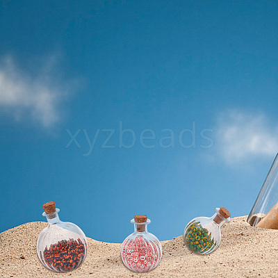 6Pcs 3 Style Chunky Glass Ball Wishing Bottle Ornament AJEW-DR0001-06-1