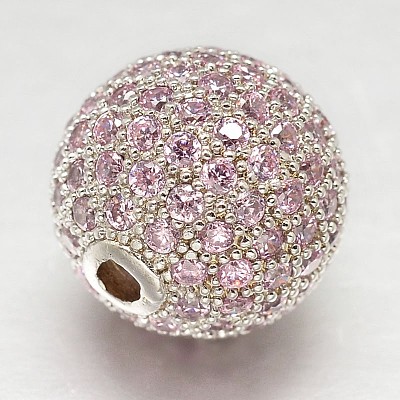 CZ Brass Micro Pave Cubic Zirconia Round Beads ZIRC-L017-8mm-16P-1