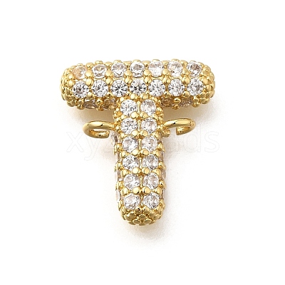 Brass Micro Pave Cubic Zirconia Letter Links KK-I717-04T-1