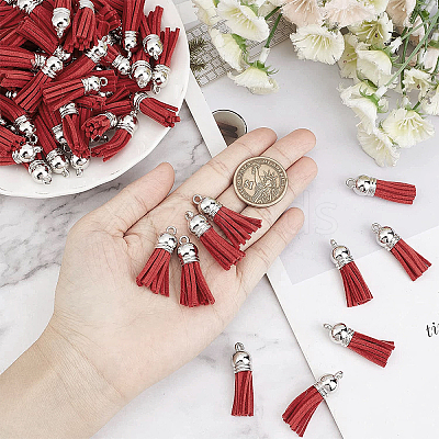 100Pcs Faux Suede Tassel Pendant Decorations FIND-SC0002-29A-1