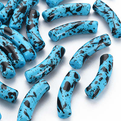 Opaque Spray Painted Acrylic Beads MACR-S372-002F-B07-1