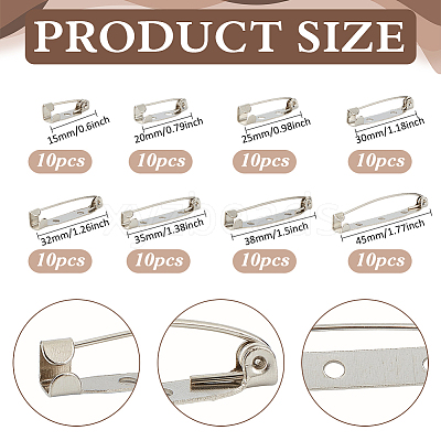 80Pcs 8 Styles Iron Pin Backs DIY-PH0030-67-1