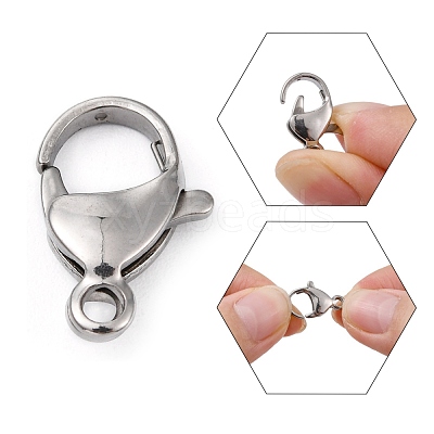 Tarnish Resistant Polished 304 Stainless Steel Lobster Claw Clasps STAS-R072-08A-1