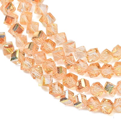 Electroplate Transparent Glass Beads Strands GL-CBA7A17-01A-09-1
