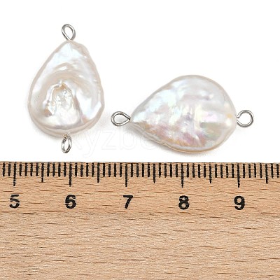 Natural Freshwater Pearl Keshi Pearl Teardrop Connector Charms STAS-D378-15P-1