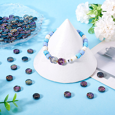 100Pcs 5 Styles Transparent Electroplated UV Plating Glass Beads GLAA-TA0003-19D-1