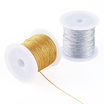 2 Rolls 2 Colors 12-Ply Round PET Metallic Thread MCOR-TA0001-03D-1