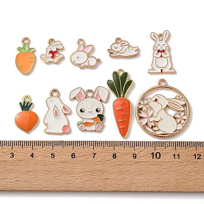 Alloy Enamel Rabbit Pendants ENAM-B039-02G-1
