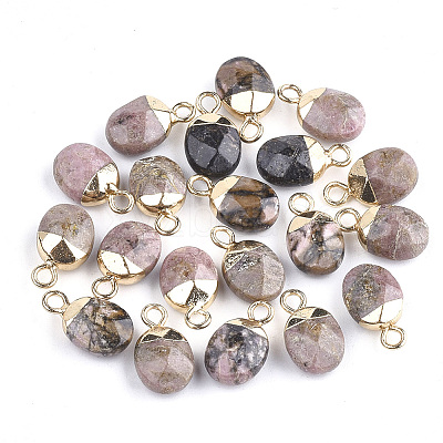 Electroplate Natural Rhodonite Charms X-G-S344-09B-1