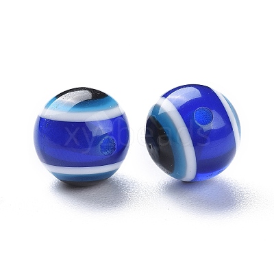 Round Evil Eye Resin Beads RESI-R159-10mm-08-1