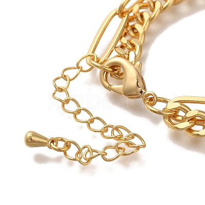 Word Fun Brass Micro Pave Cubic Zirconia Card Paper Chain Bracelets BJEW-L696-103G-1