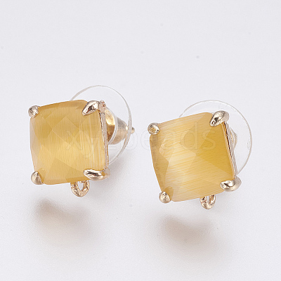 Faceted Glass Stud Earring Findings LS-GLAA-F084-C04-1