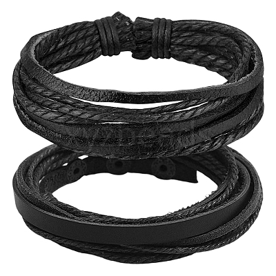 1Pc Cowhide Leather Cord Multi-strand Bracelets BJEW-CL0001-48B-1