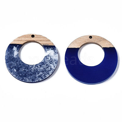 Opaque Resin & Walnut Wood Pendants X-RESI-T035-22-1