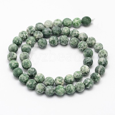 Natural Green Spot Jasper Round Bead Strands G-D678-4mm-1