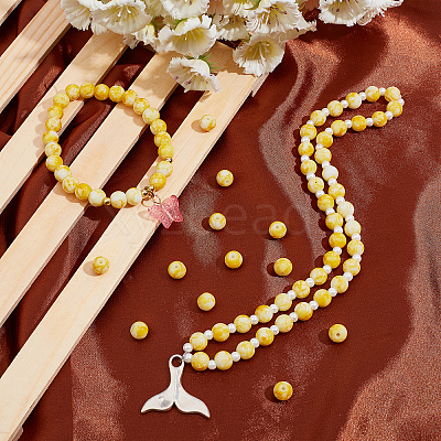 Baking Paint Glass Round Bead Strands DGLA-AR0001-02-1