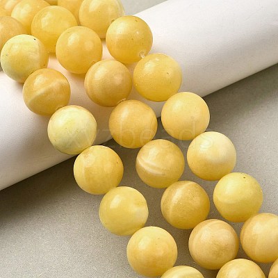 Natural Yellow Jade Beadd Strands G-A274-A01-10mm-01-1